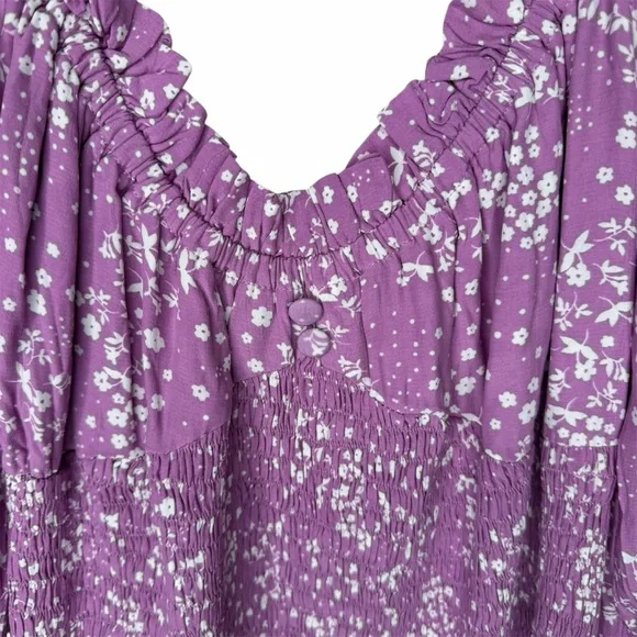 Faithfull The Brand Gombardy Mini Dress in Stevie Floral Size XL / US 10 Purple - Picture 9 of 14
